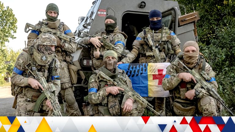 Ukrainian servicemen near in the Ukrainian Sumy region, which borders Kursk. Pic: Reuters